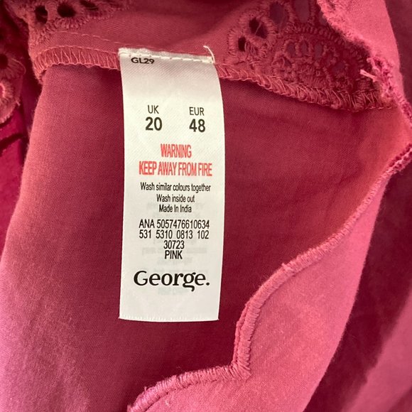 NWT George Women's Plum Broderie Anglais Lightweight Blouse Size 20 Barbiecore - Picture 11 of 11